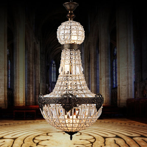 lustre en cristal européen 6 lumières pour intérieur élégant
