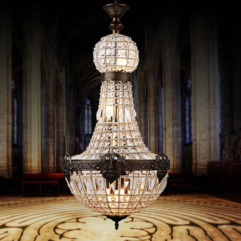 lustre en cristal européen 6 lumières pour intérieur élégant - vue 4 sur 7