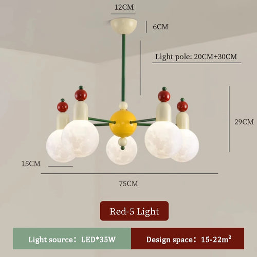 Moderner Kronleuchter für das Kinderzimmer nordisches Design bunt und leuchtend - vue 12 sur 12