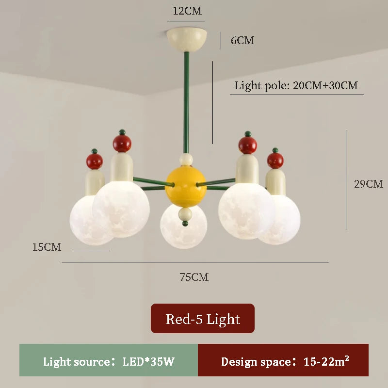 Moderner Kronleuchter für das Kinderzimmer nordisches Design bunt und leuchtend - vue 11 sur 12