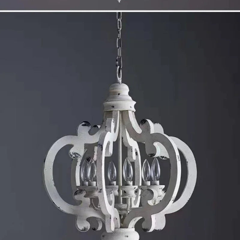 lustre en bois massif style rétro pour une ambiance nostalgique - vue 6 sur 7