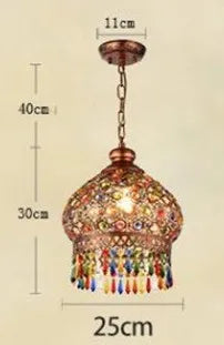 Türkischer Kronleuchter Vintage Boho-Stil Buntes Glas Romantisch für Café oder Restaurant - vue 8 sur 10
