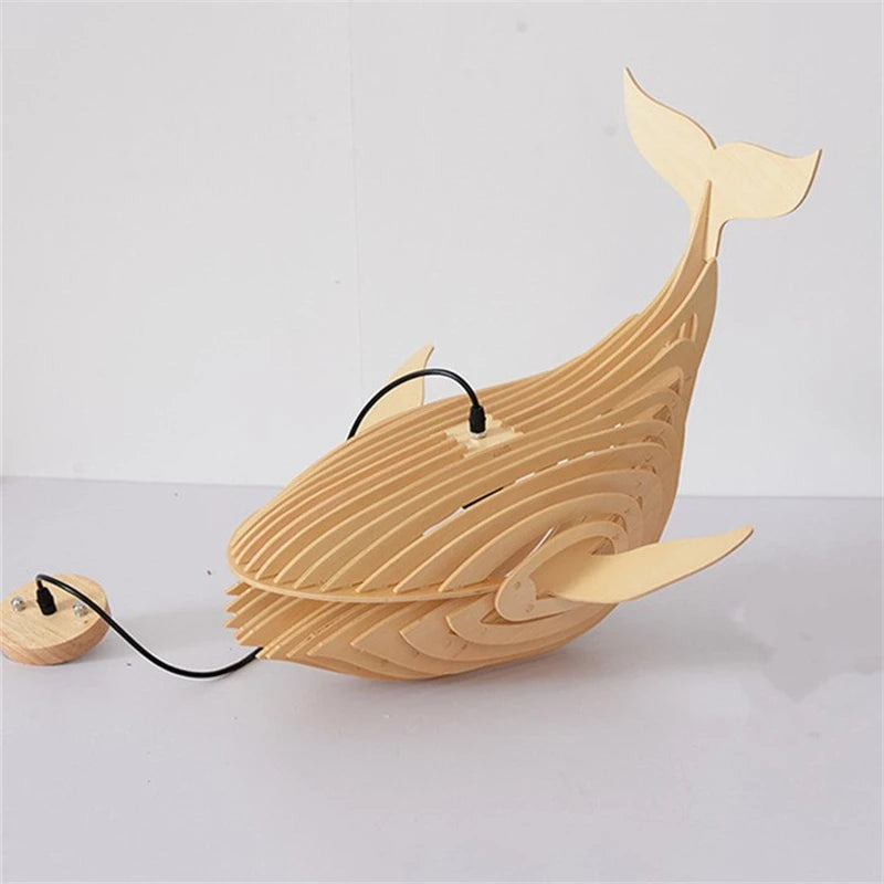 Suspension d'art en bois moderne lampe en bois de baleine - vue 5 sur 8