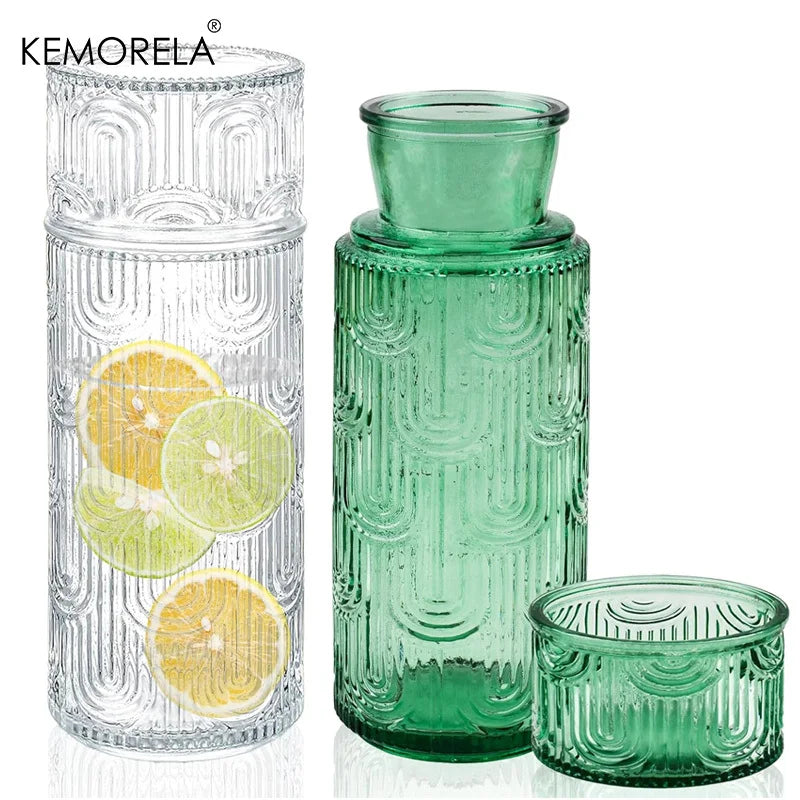 Ensemble carafe verre vintage avec gobelet chambre