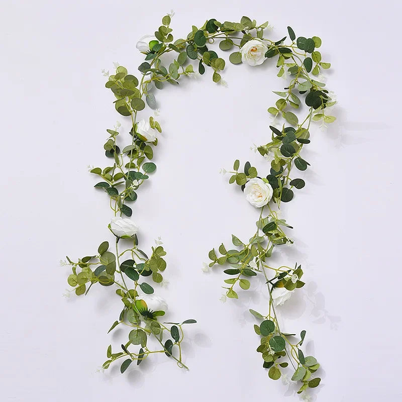 simulation de plante verte roses en soie décoration florale artificielle - vue 6 sur 6