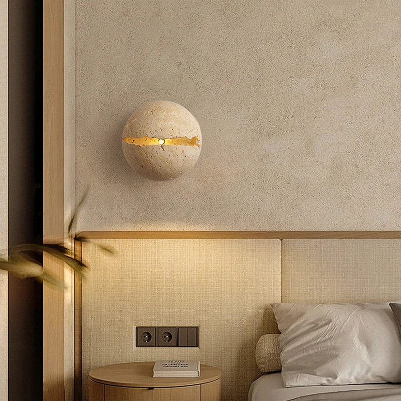 Applique murale boule Wabi Sabi naturel jaune grotte pierre salon couloir escalier chez l'habitant hôtel Led décoration chaude - vue 3 sur 6