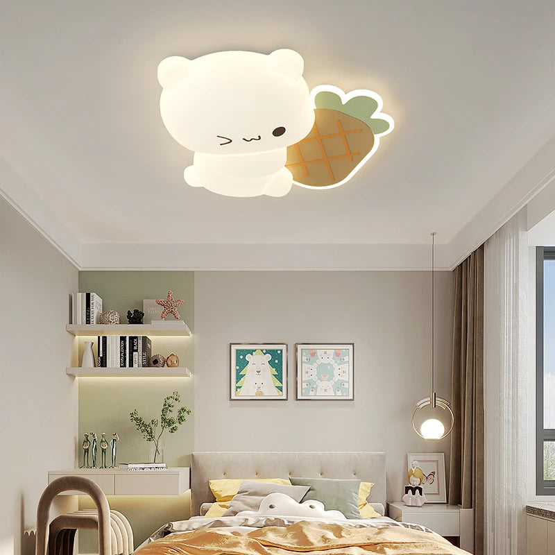 plafonnier led ours cartoon motif fruits pour enfants - vue 6 sur 12