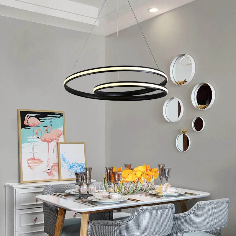 Suspension modernes à Led de couleur noir et blanc - vue 5 sur 8
