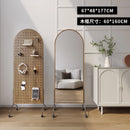 Adjustable solid wood full body mirror, magazine bookshelf mirror, floor standing retro with wheel fitting mirror