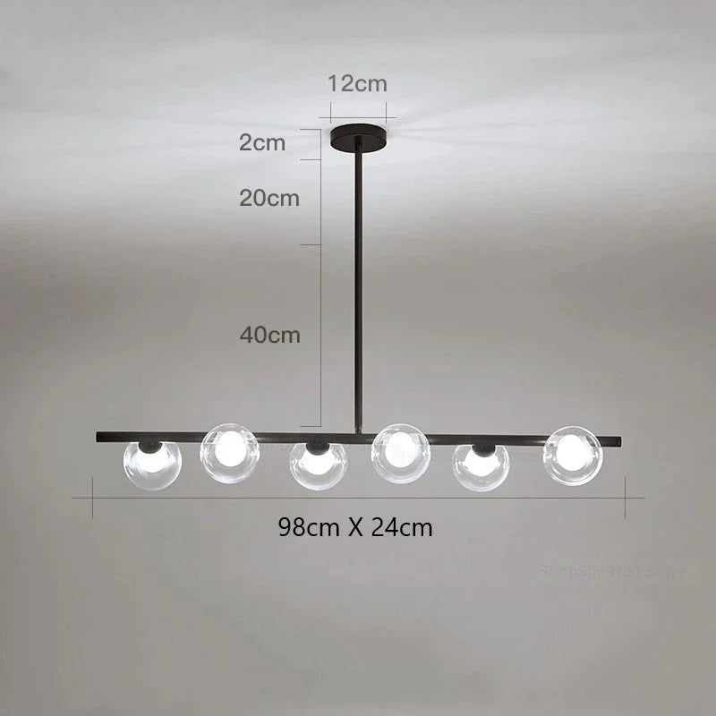 Moderner LED-Kronleuchter mit Glaskugellampen im nordischen Stil