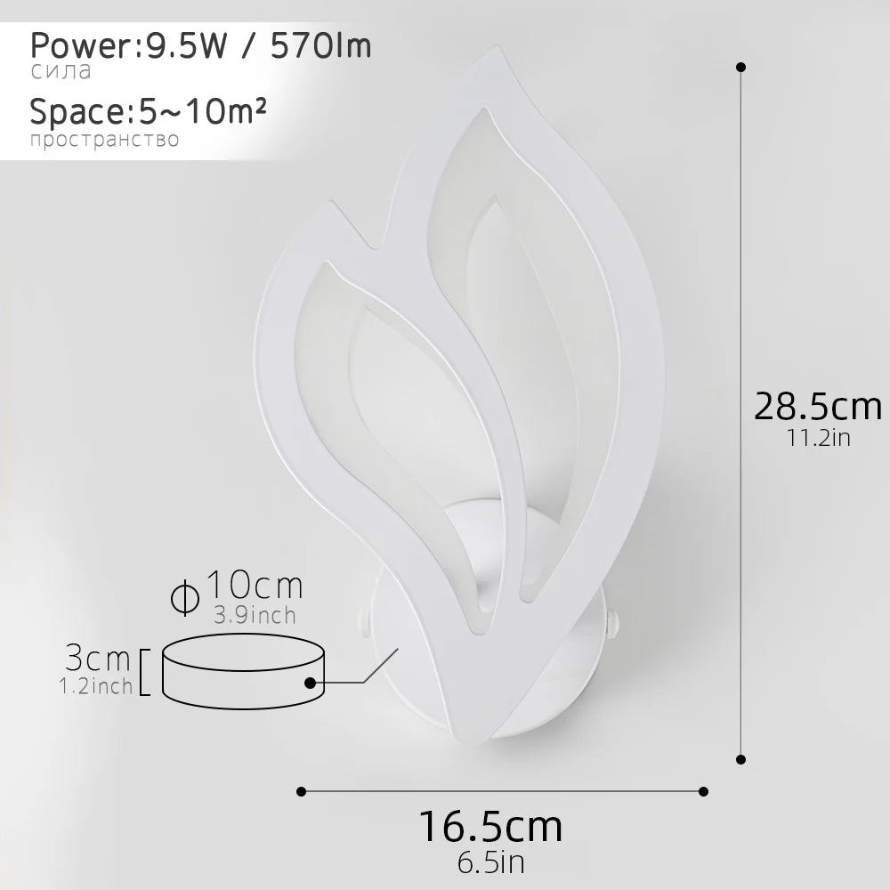 Moderne LED-Wandleuchte in Blattform für Innenbeleuchtung - vue 6 sur 8
