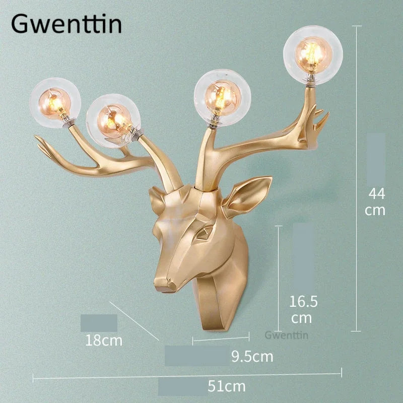 Moderne Wandleuchte aus Harz mit Hirschgeweih und LED - vue 5 sur 9