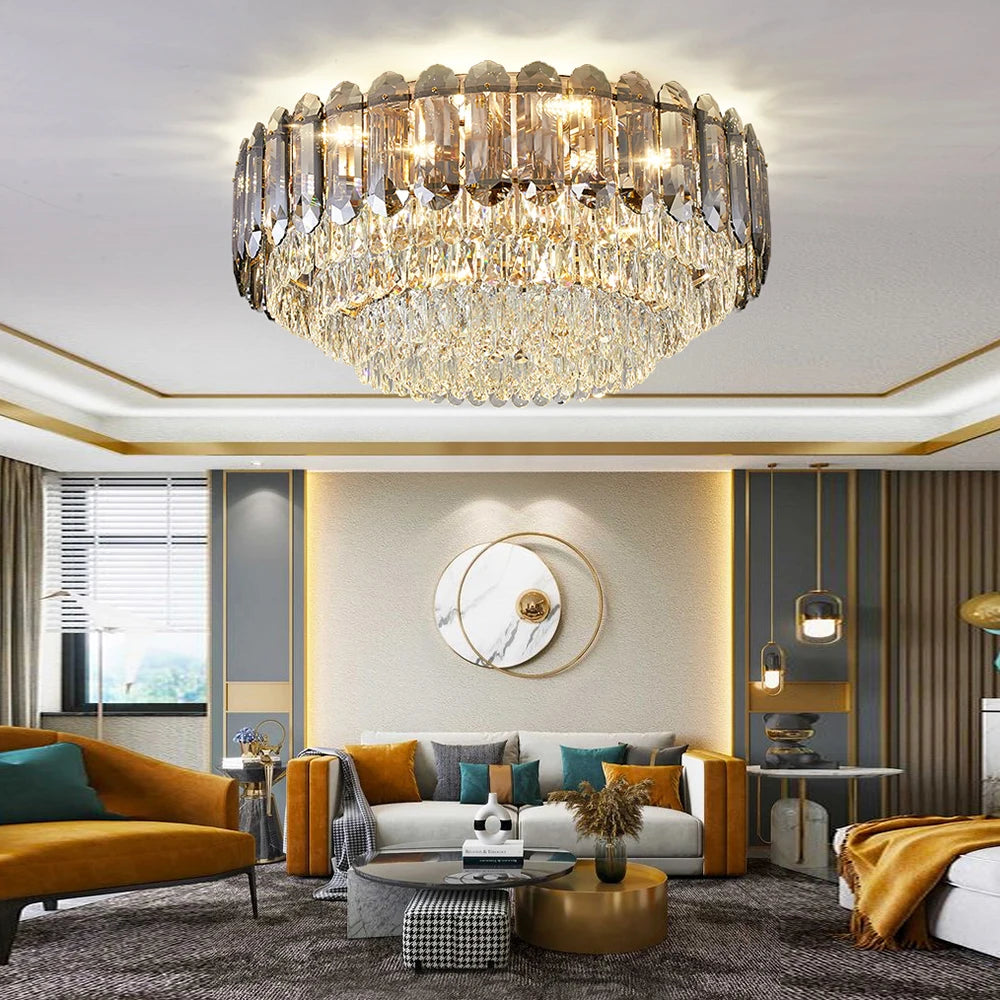plafonnier led smokey gris luxe moderne déco intérieur salon collection 2023 - vue 3 sur 28