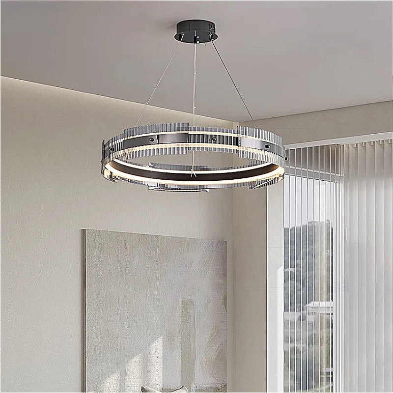 lustre minimaliste italien de luxe en verre éclairage intérieur à led - vue 5 sur 7