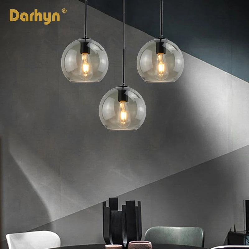lampe suspendue en verre design moderne pour loft - vue 3 sur 12