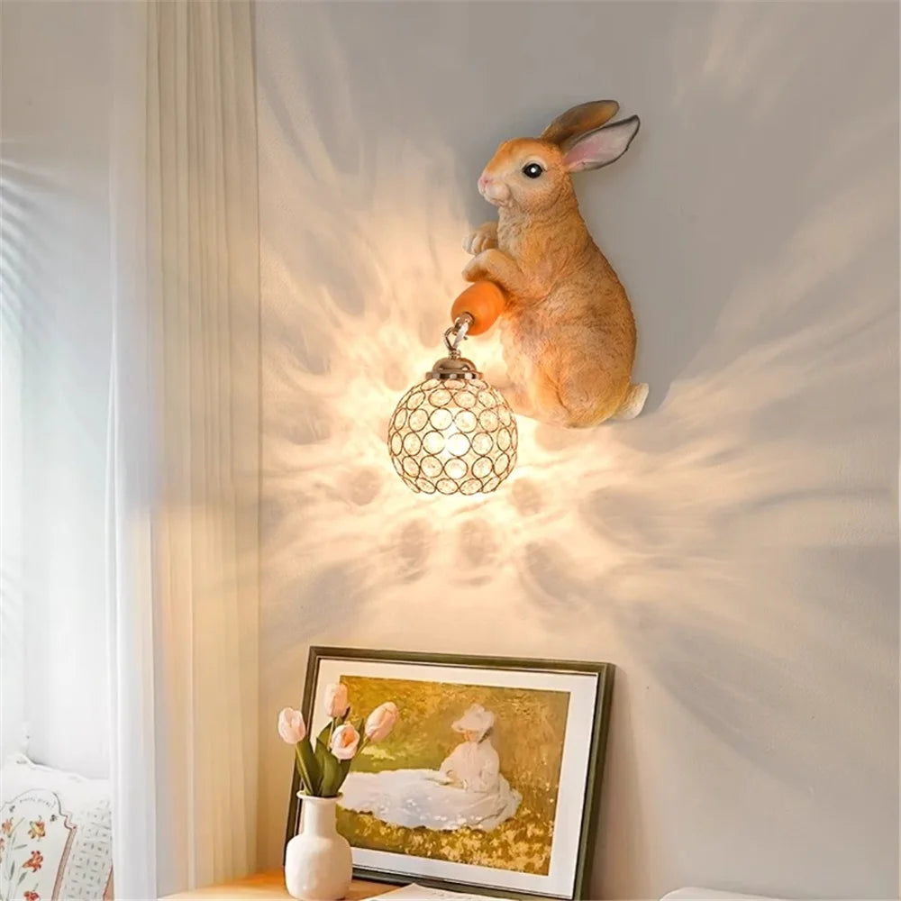 applique murale lapin en résine style pastoral créatif pour décoration maison - vue 3 sur 8