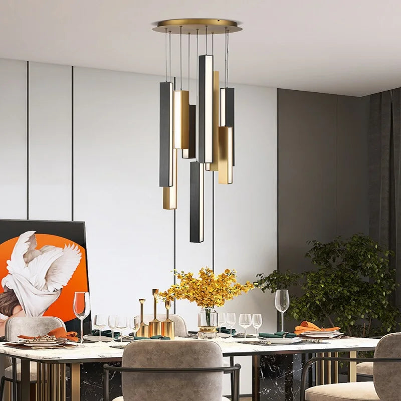 lustre nordique led en acier inoxydable pour restaurant - vue 4 sur 10