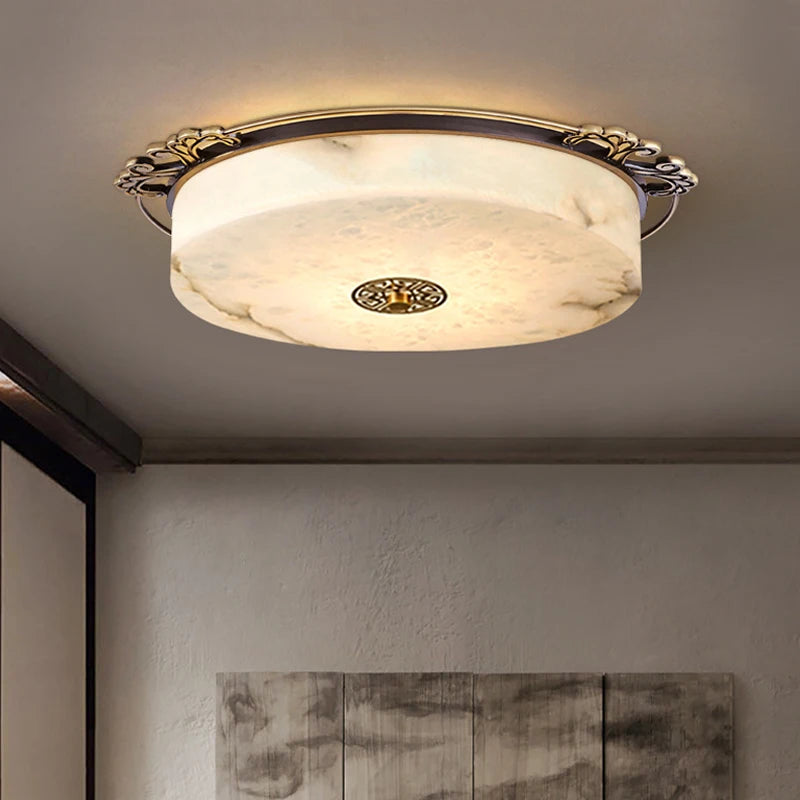 plafonnier led luxe marbre circulaire pour grand ménage - vue 4 sur 7