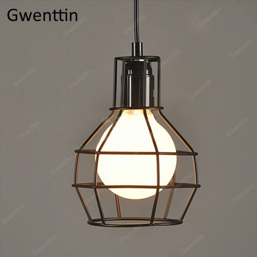 Pendelleuchte aus Eisen im Käfig-Design für moderne und Retro-Inneneinrichtung - vue 11 sur 11