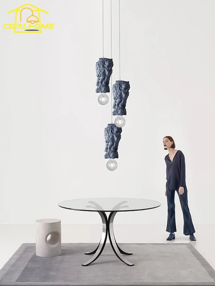 suspension en résine wabi-sabi luminaire décoratif intérieur - vue 5 sur 9