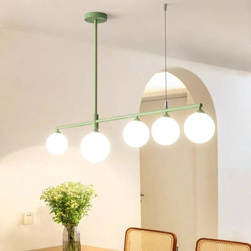 Pastoral Dining Table Pendant Lamps Long Hanging Light for Living Room Kitchen Restaurant Chandelier Fixtures Milky White Glass