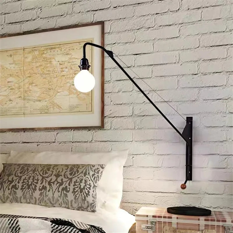 Vitra Potence Applique Loft Pays Américain Industriel Pipe Lumière Chevet Long Bras Swing Éclairage E27 Cuisine Décoration Murale Lumière