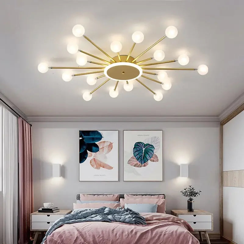 lustre moderne en verre avec éclairage led créatif intérieur - vue 4 sur 12
