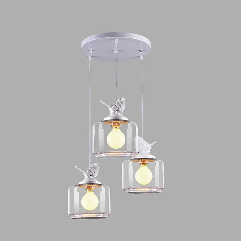Moderne kreative LED-Pendelleuchte aus Glas mit Vogelmotiv