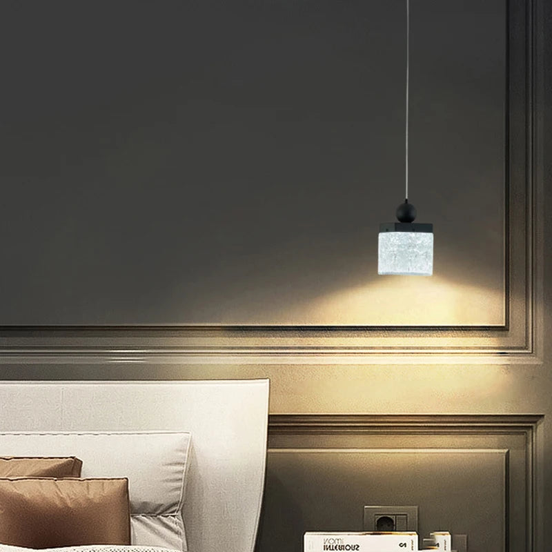 lustre design moderne en résine et métal hauteur réglable - vue 5 sur 7