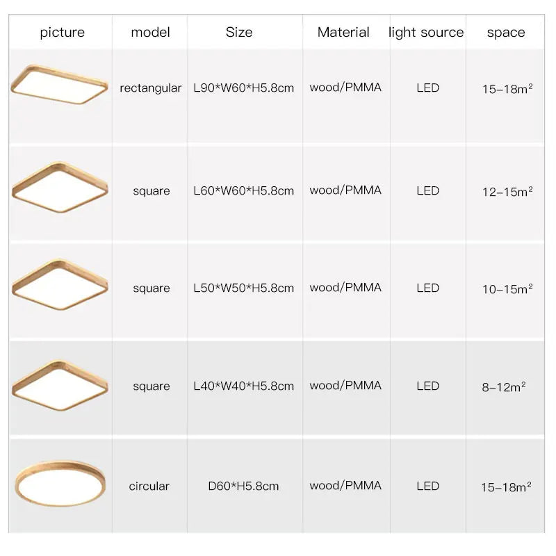 plafonnier en bois moderne avec télécommande intelligente et éclairage LED - vue 6 sur 13