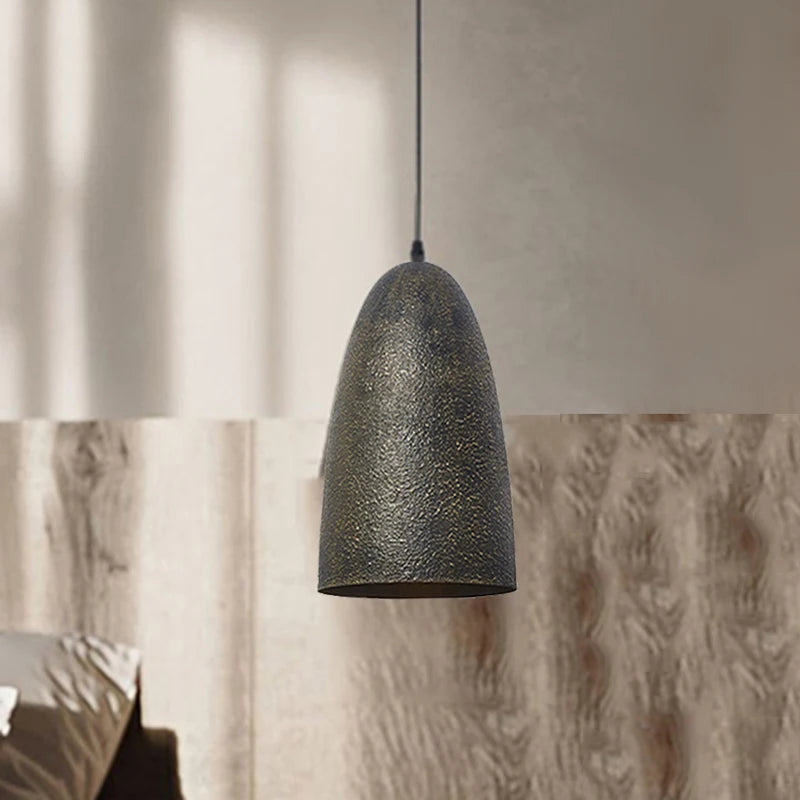 suspension Moderne E27 LED ronde en métal rétro salle à manger Style silencieux fer noir en forme de cloche chambre modèle chambre
