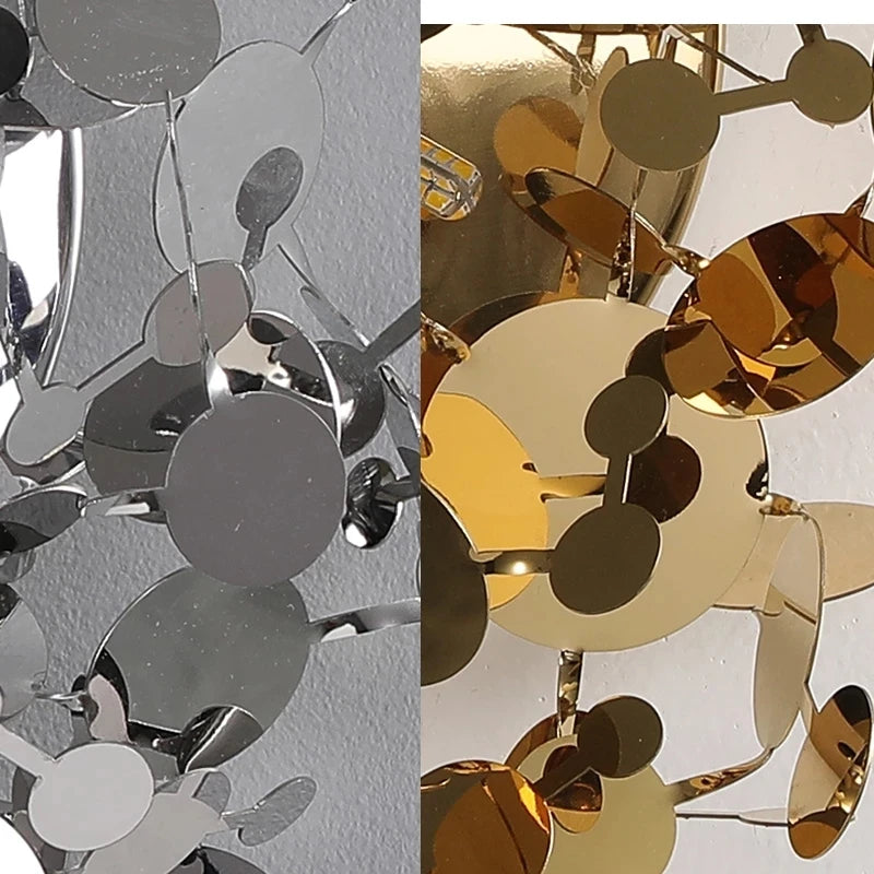 applique murale moderne en acier inoxydable avec feuilles décoratives - vue 7 sur 8