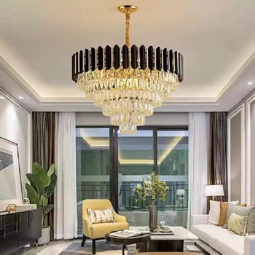 Moderner LED-Kronleuchter aus Kristall in luxuriösem Design – rund oder lang - vue 5 sur 18