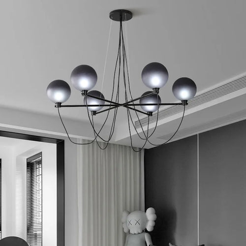 Nordischer Kronleuchter Glasball im Retro-Industriedesign - vue 3 sur 7
