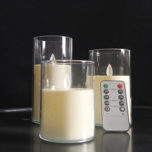 3pcs/set USB Rechargeable Led Pillar Candle,Flameless Remote control,Timer LED Candle Light table decorative,Christmas Candles - vue 5 sur 7