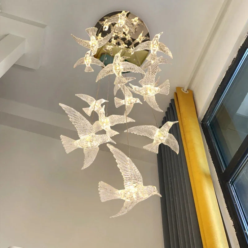 suspension LED décorative en forme d'oiseau idéale pour loft