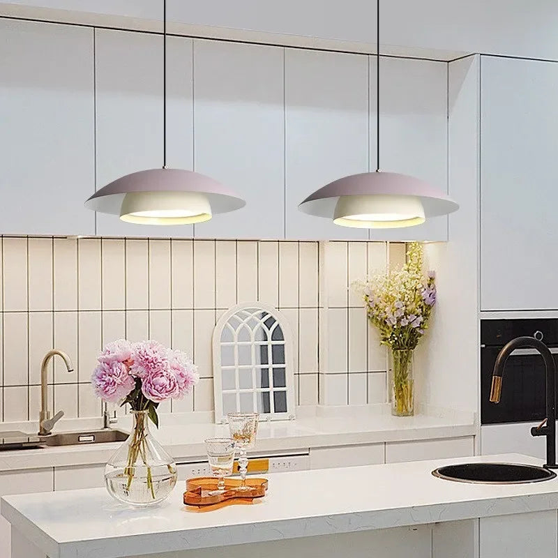 Nordique LED crème suspension lumières macaron 2/3 niveaux esthétique décor lampes suspendues chambre salon Restaurant luminaires - vue 7 sur 13