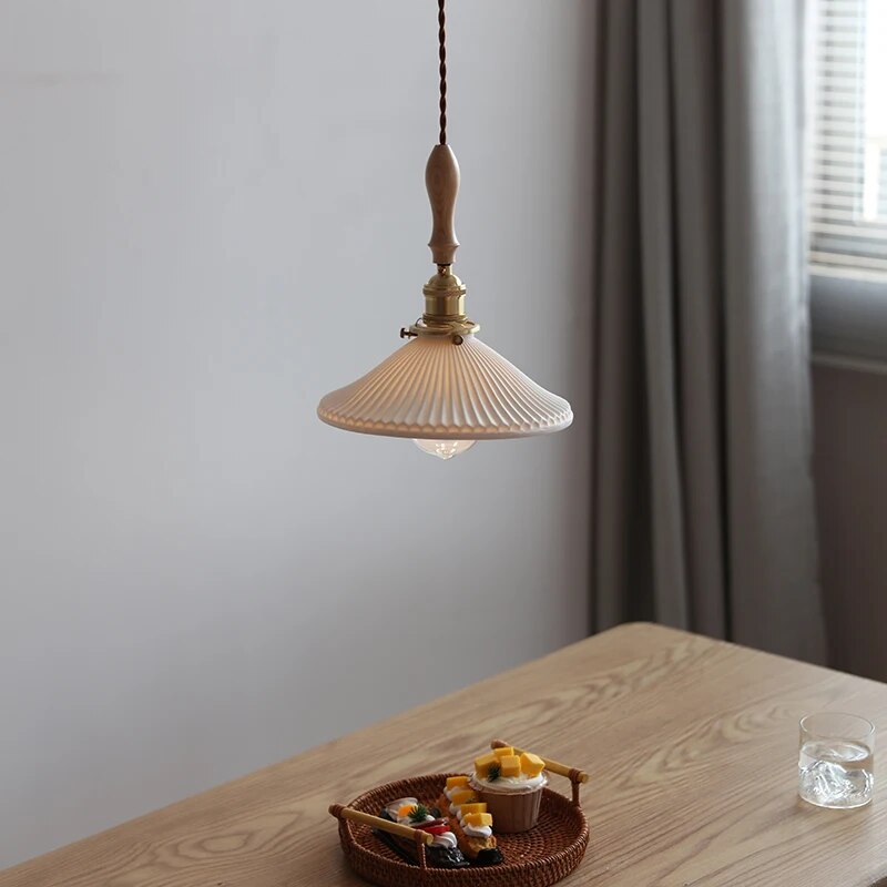 suspension led cuivre bois décor simple moderne intérieur