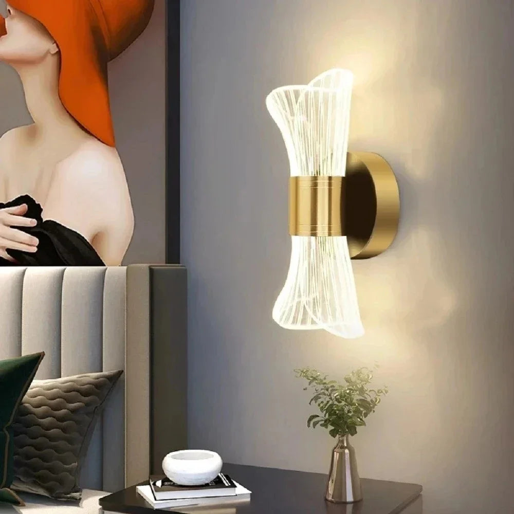 Moderne luxe créatif acrylique applique murale LED lumière or noir applique pour allée applique chambre chevet couloir décor à la maison - vue 5 sur 11