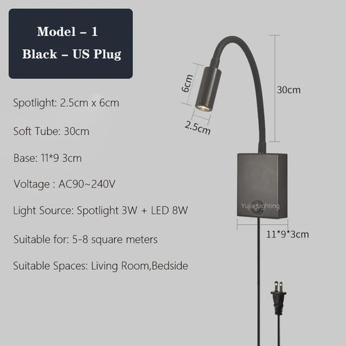 Moderne LED-Wandleuchte mit USB-Anschlüssen und Schalter - vue 12 sur 22