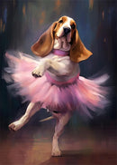 portraits de ballerine de chien art abstrait mural kawaii