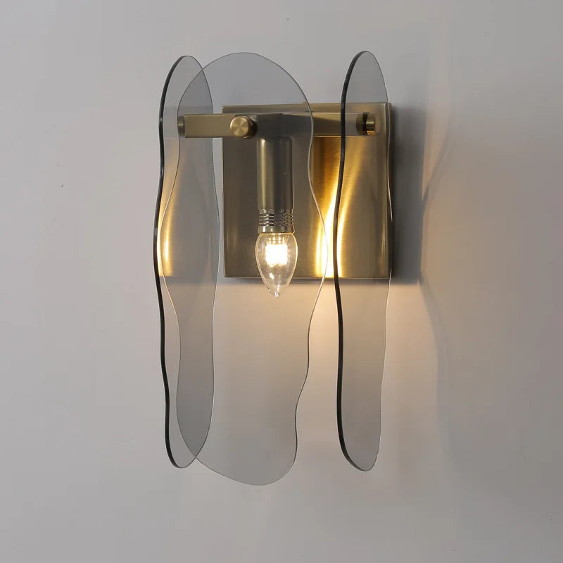applique murale moderne en verre doré pour décoration intérieure - vue 2 sur 8