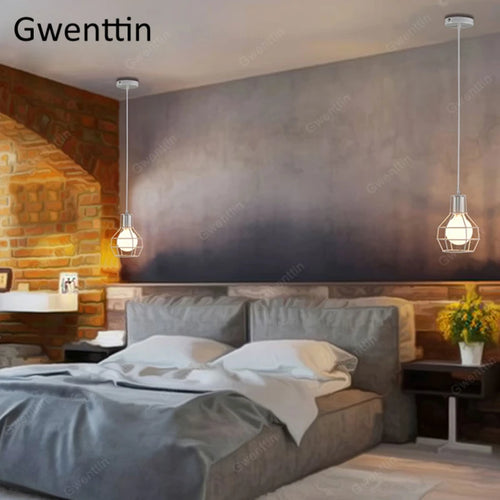 Pendelleuchte aus Eisen im Käfig-Design für moderne und Retro-Inneneinrichtung - vue 7 sur 11