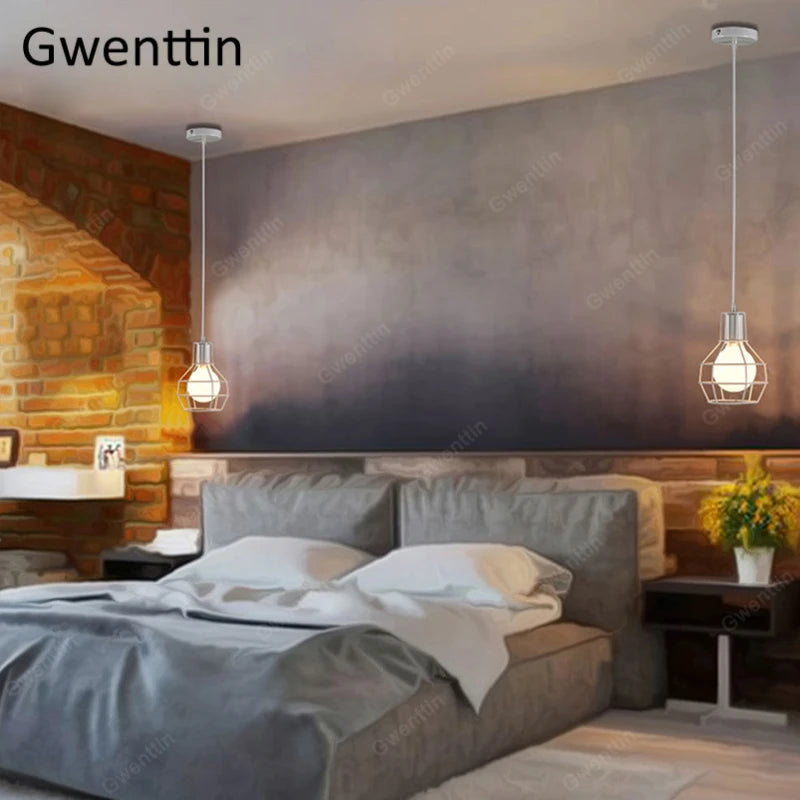 Pendelleuchte aus Eisen im Käfig-Design für moderne und Retro-Inneneinrichtung - vue 6 sur 11