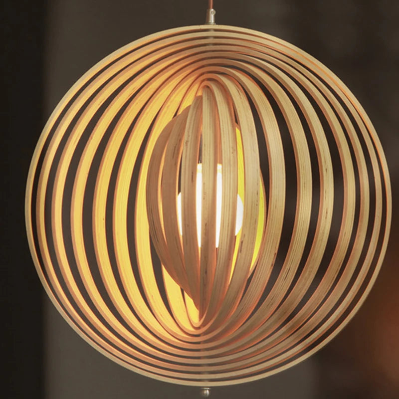 Pendelleuchte aus Holz im nordischen Design für Restaurant - vue 6 sur 12
