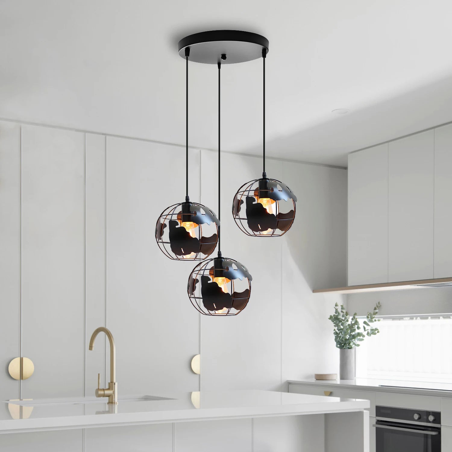 suspension en métal abat-jour globe style industriel moderne