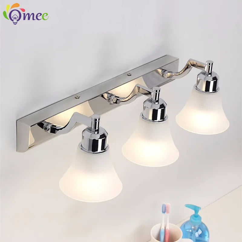 Applique murale Rétro cosmétique miroir LED européenne maquillage lumière vanité salle de bains appliques Chrome armoire - vue 6 sur 23