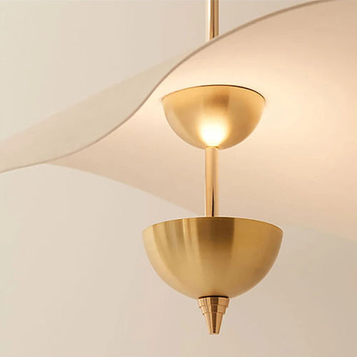 Pendelleuchte Lotusblatt aus goldfarbenem Metall Art déco - vue 6 sur 10