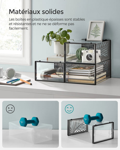 SONGMICS Clear Shoe Boxes, Shoe Storage Organsiers, Stackable, Breathable, and Foldable, Display Trainers, High Heels - vue 5 sur 9