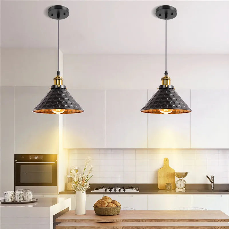 Industrielle Vintage-Pendelleuchte aus schwarzem Eisen dekorativ ideal für Loft - vue 4 sur 7